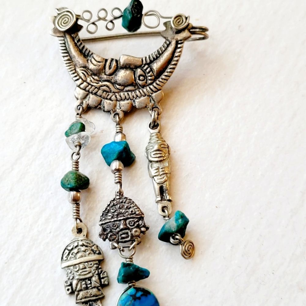 NWOTs Navajo sterling silver turquoise brooch